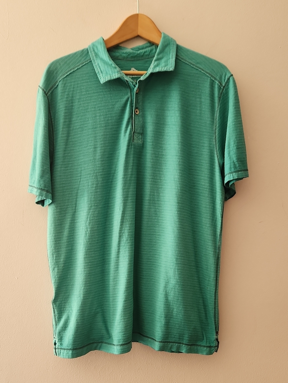 Tommy Bahama made In Peru Green Textured Polo Shirt Mens Size L